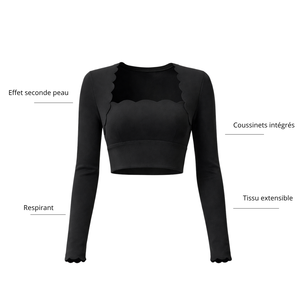 Top Crop Manches Longues Femme – Effet Seconde Peau